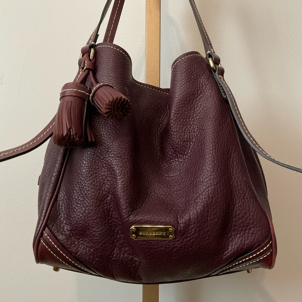 Burberry Burgundy Leather Shoulder Bag